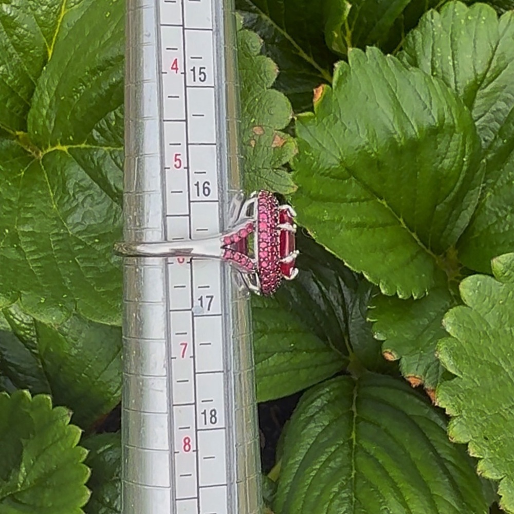 Stunning Antique 14k White Gold over Silver Ruby Red Ring! - Picture 16 of 17